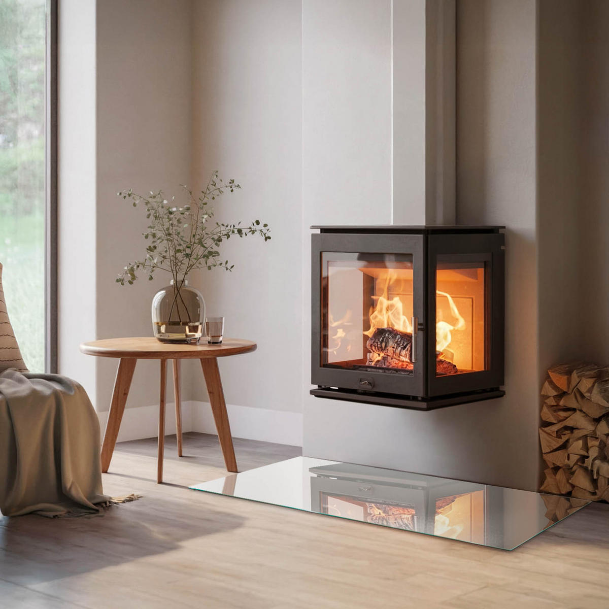 GLASPLATTE für Kamin 120x60 cm - Grau, Glas (120/60/0.4cm) - TULUP