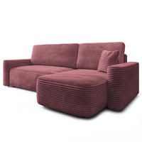 ECKSOFA NERI T Rosa Kordstoff mit Schlaffunktion - Rosa, Holzwerkstoff/Textil (280/157cm) - MASSENO