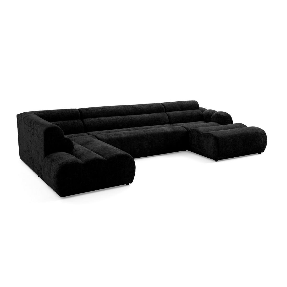6-SITZER modulares Wohnlandschaft U XXL VEER SET 4 Links, 368 x 190 cm, Chenille Webstoff Anthrazit - Anthrazit/Schwarz, Holz/Kunststoff (368/75/190cm) - Muffo