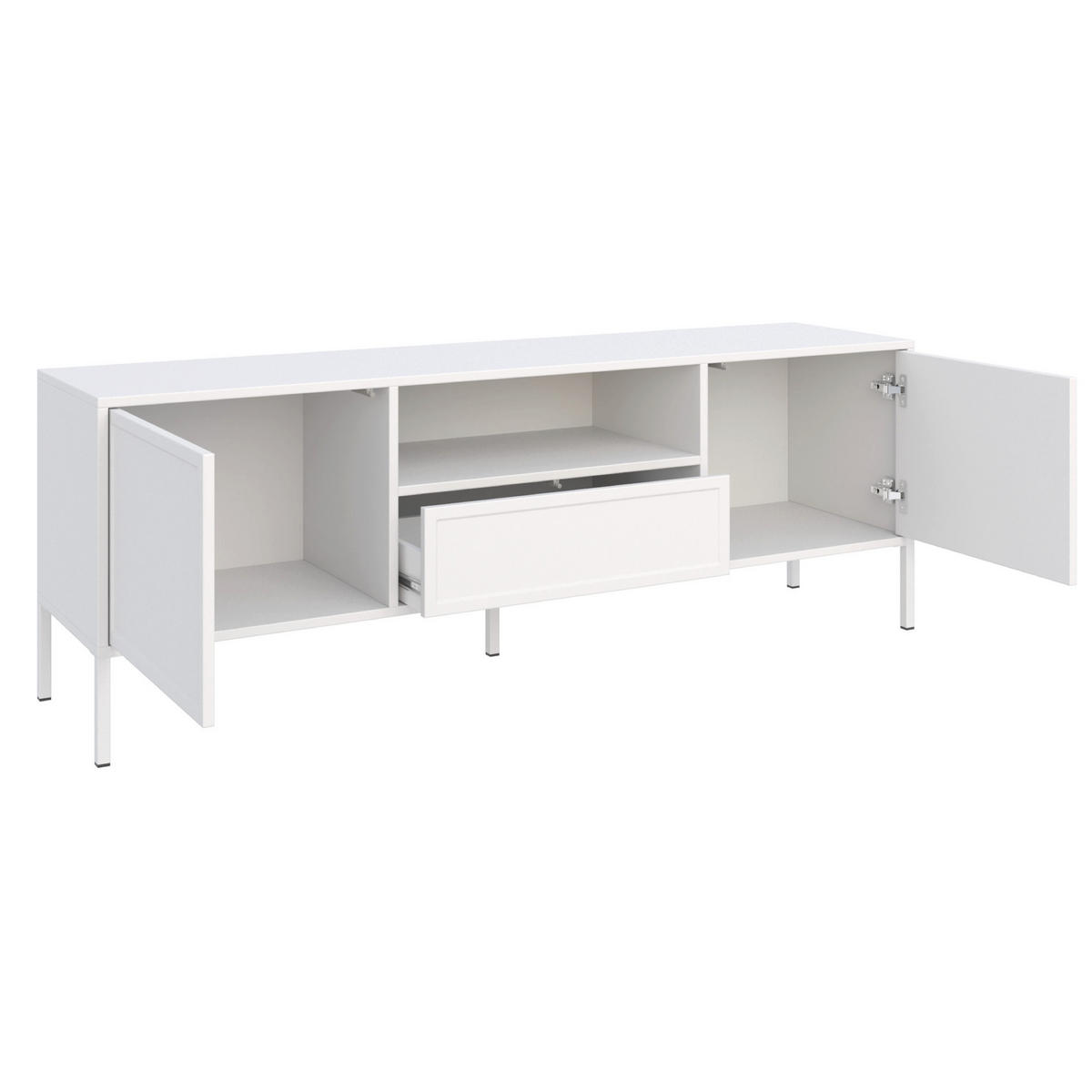 TV-LOWBOARD Velveto 2-türig mit Schublade & Fach, Weiß, 160 cm - Weiß, Holzwerkstoff/Metall (160/57/40cm) - Selsey
