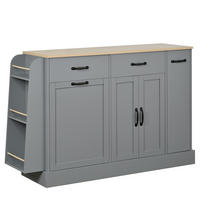 KÜCHENINSEL 133,5×40×86 cm aus MDF mit hellholzfarbener Platte & integriertem Mülleimerfach, grau - Grau, Holzwerkstoff (40/86/133.5cm) - Luhomfu