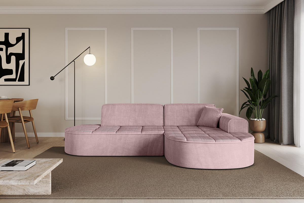 ECKSOFA Ottomane Rechts TARO-L1 - 243x171x79,5 cm Rosa - Rosa, Holzwerkstoff/Textil (243/171cm) - ALTDECOR