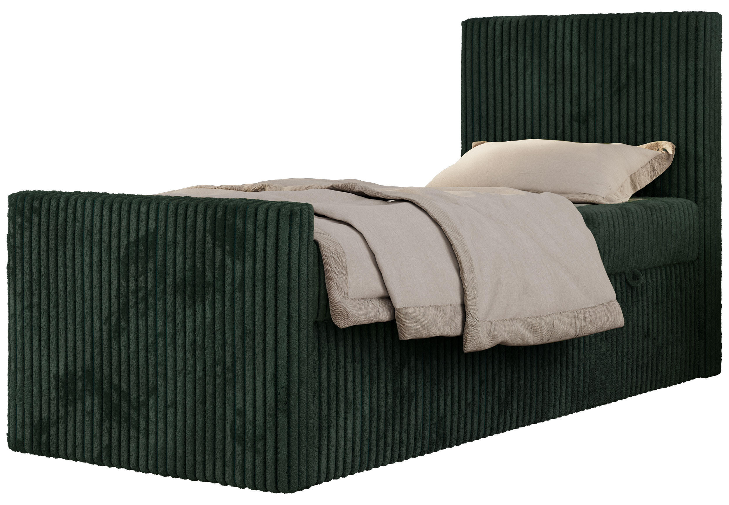 MLÁDEŽNÍ POSTEL TILIO DUO 90/200 - Tmavě zelená Manšestr - H3 - Pravá - tmavě zelená, textil (90/200cm) - MKS