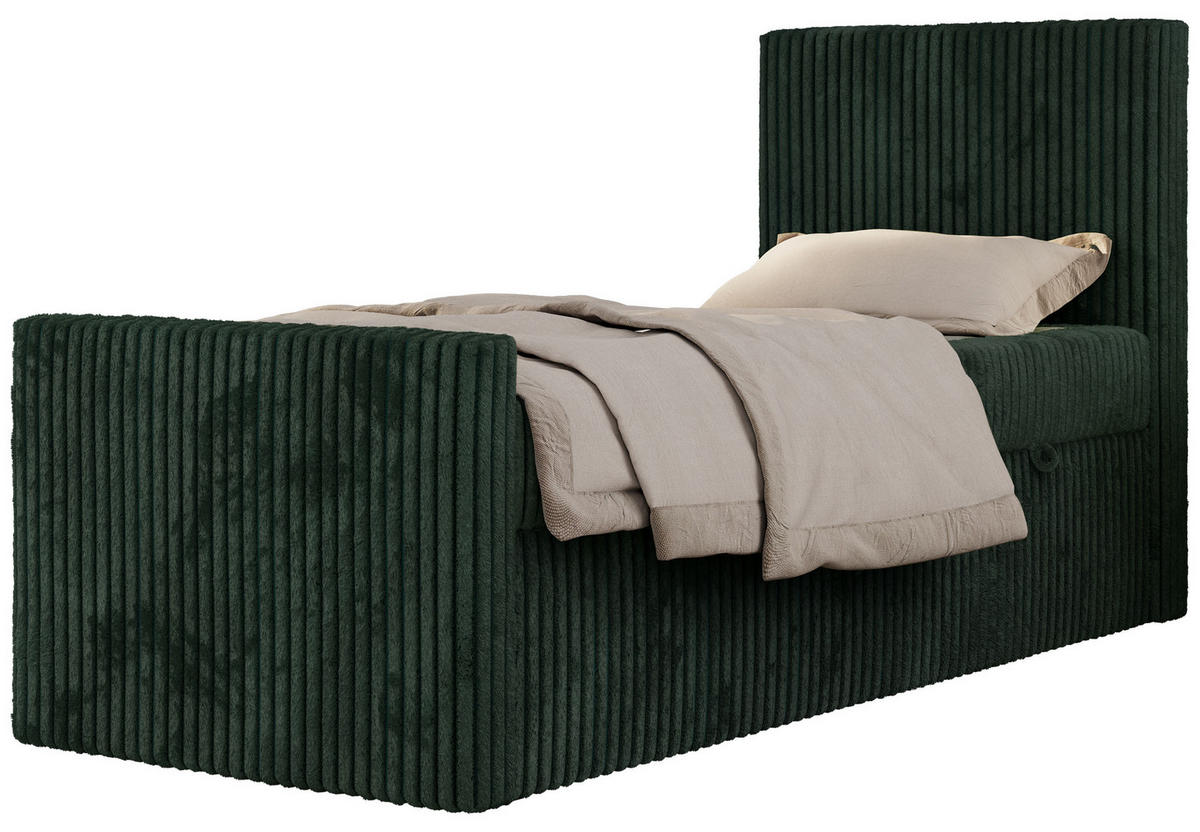 MLÁDEŽNÍ POSTEL TILIO DUO 90/200 - Tmavě zelená Manšestr - H3 - Pravá - tmavě zelená, textil (90/200cm) - MKS