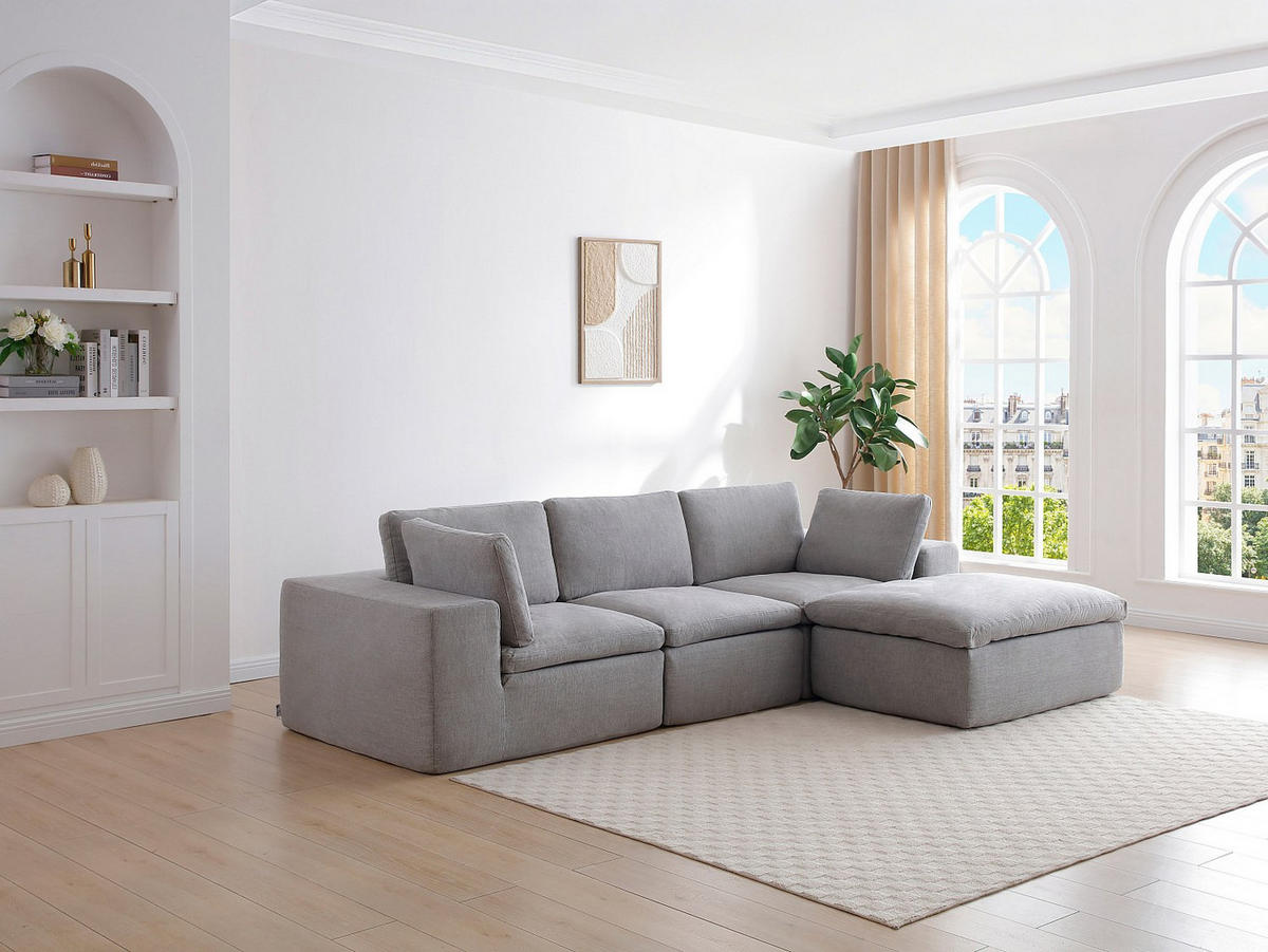ECKSOFA modulbar - Stoff Grau - CORTOLINE - Grau, Textil (304/199cm) - Vente-Unique