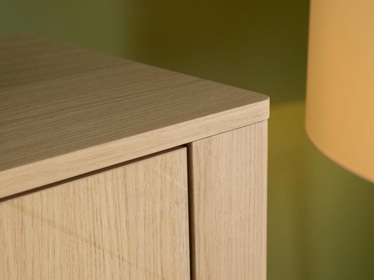 VITRINE Malumi MM04 2D mit weißer LED Beleuchtung - Eichefarben/Naturfarben, Holzwerkstoff/Metall (60/198/41cm) - MIRJAN24