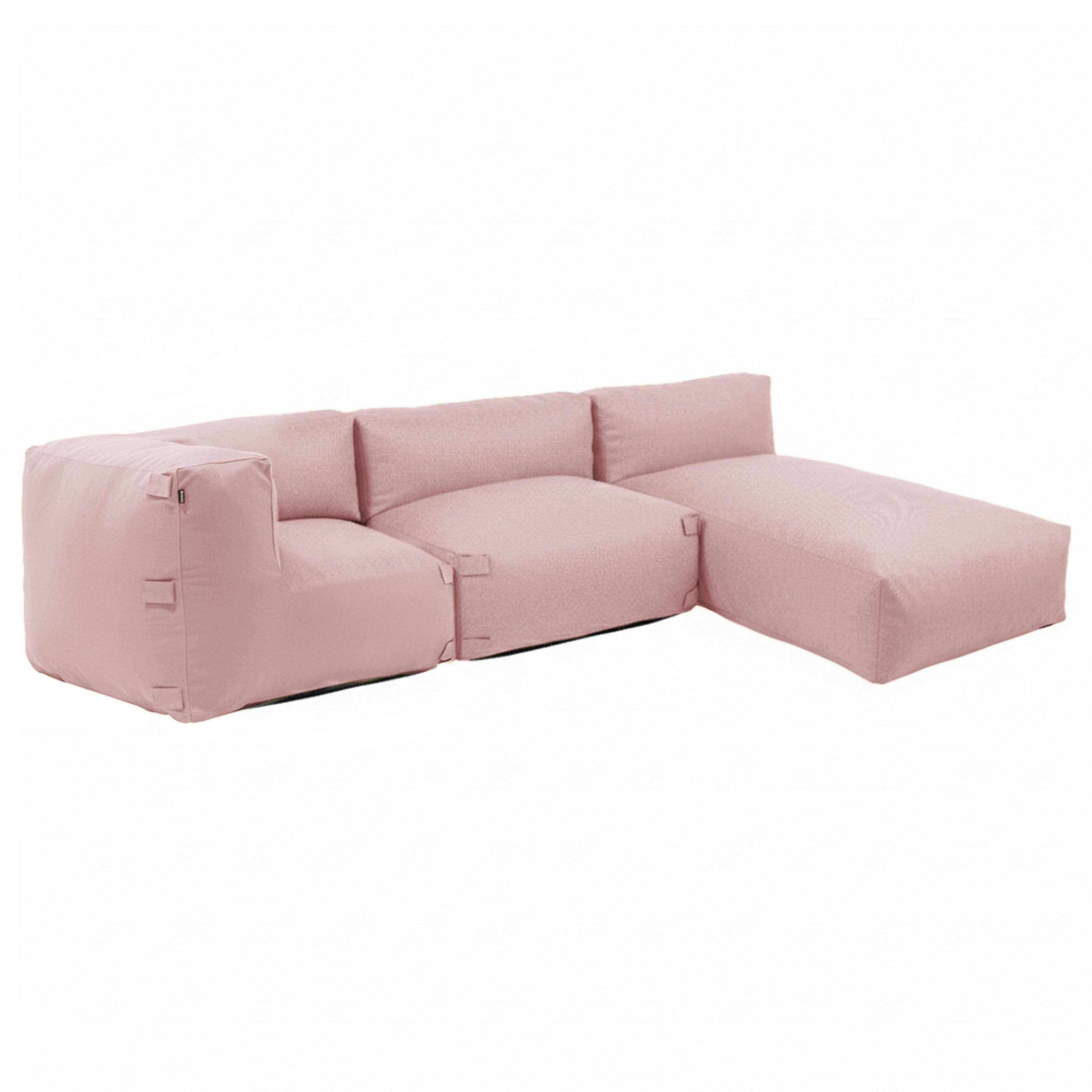 GARTENSOFA mit 3 Sitzplätzen, Puderrosa - Pink, Textil (85/65/255cm) - Oviala
