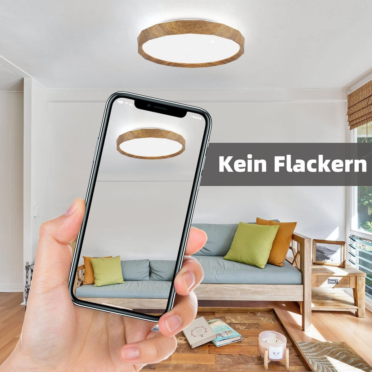 LED-DECKENLEUCHTE Tobias 40/40/7 cm - Nussbaumfarben, Metall (40/40/7cm) - Nettlife