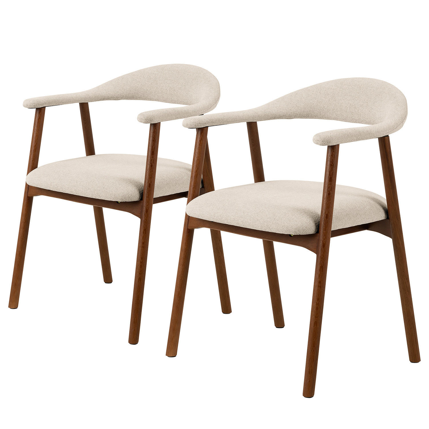 ARMLEHNENSTUHL - 2er-Set - Beige, Eichenholz/Holz (56/76/54cm) - home24