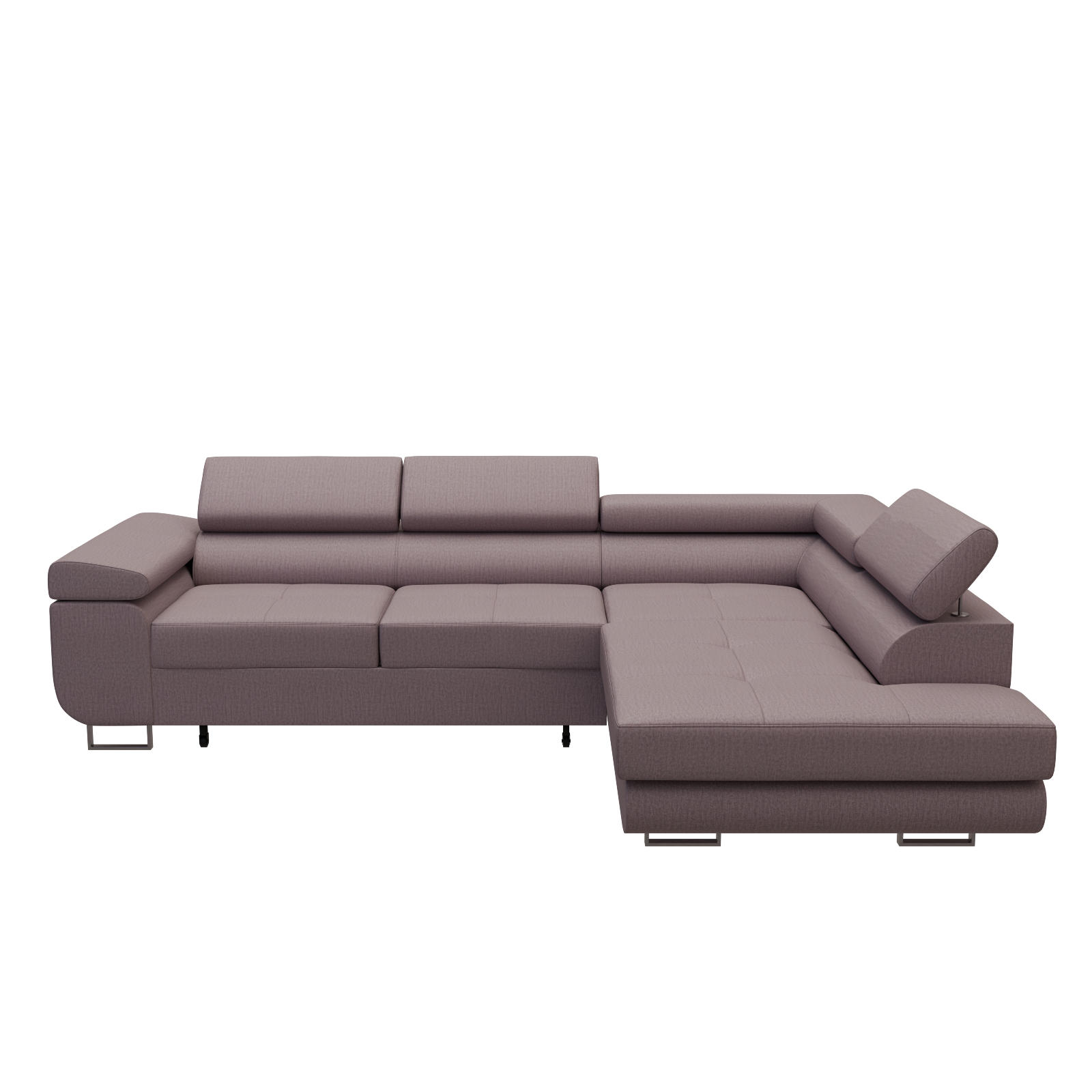 ECKSOFA VEMO EDGE Rechts Hellrosa Velour-Stoff mit Bettkasten und Schlaffunktion - Pink, Textil (270/200cm) - Barchello