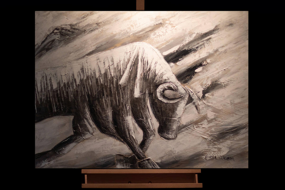 ACRYLBILD HANDGEMALT 100/75 cm - Schwarz/Grau, Holz/Textil (2.72/75cm) - KUNSTLOFT