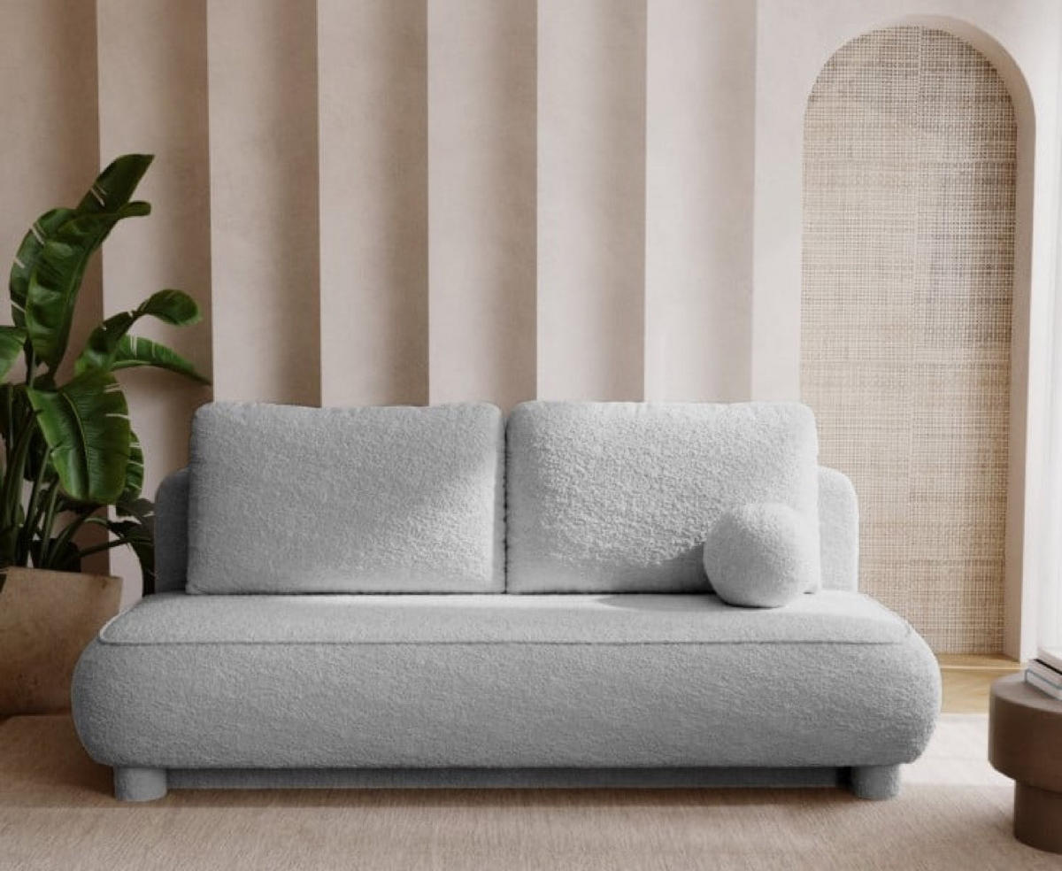 SITZSOFA Hellgrau MAJA Mit Schlaffunktion In Bouclé - Grau, Textil (209/96/96cm) - Sepro Meble
