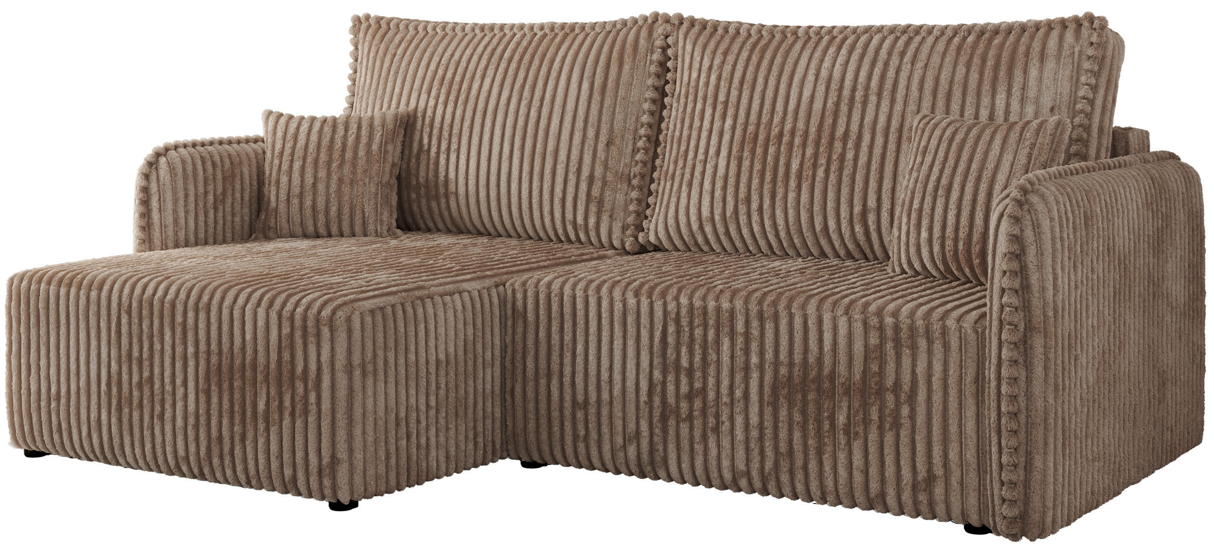 ECKSCHLAFSOFA MESTO L Braun Cord - links - Schwarz/Braun, Kunststoff/Textil (227/147cm) - MKS
