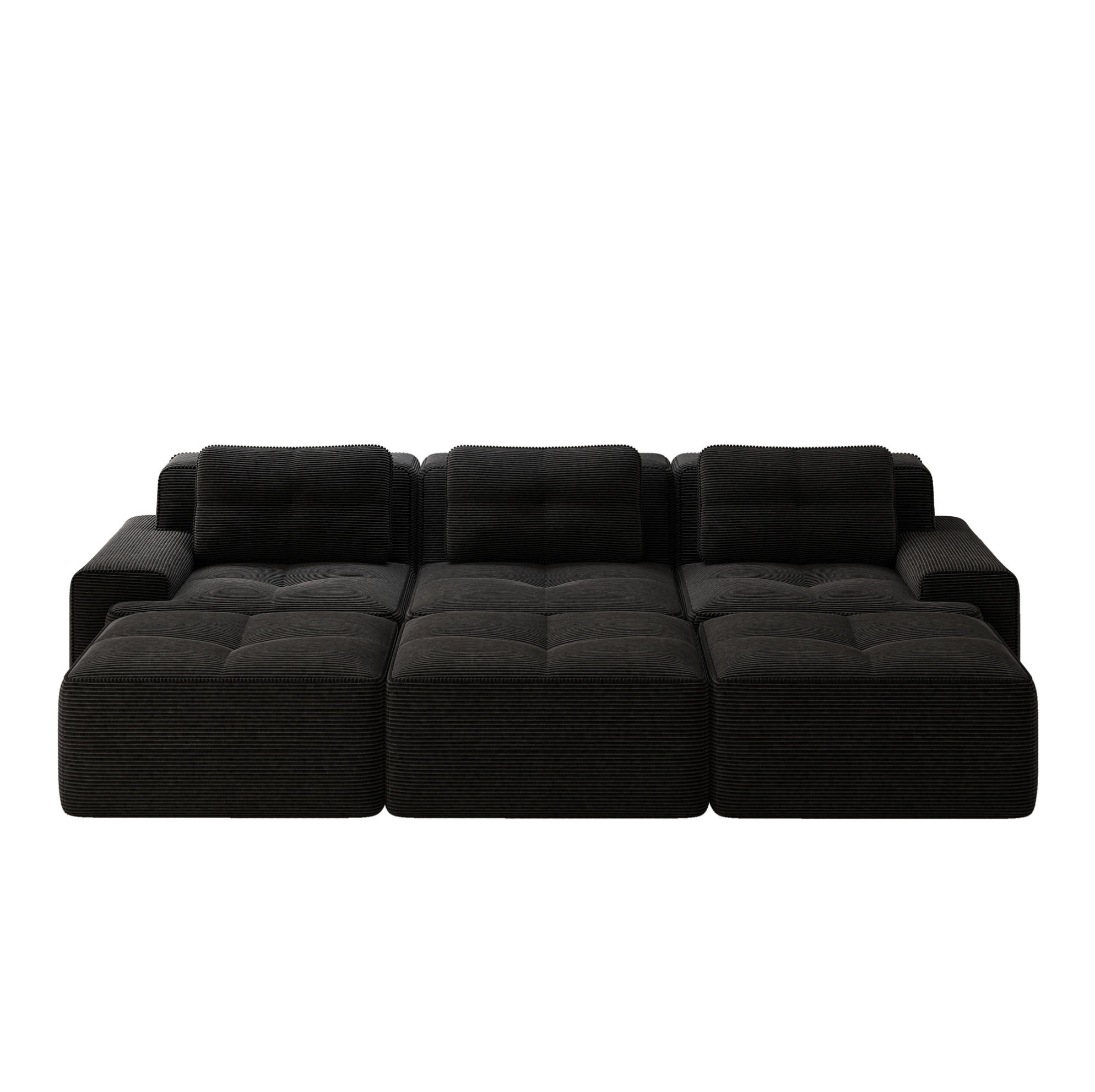 Flora Grace Sofa Schwarz 177x69x293 cm