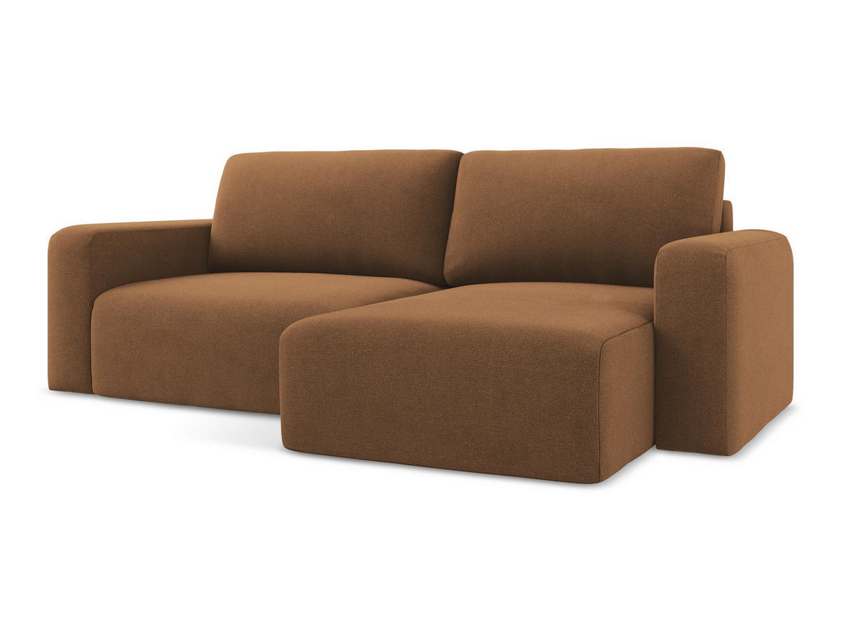 ECKSOFA mit Schlaffunktion rechts Strukturstoff Stoff Orange - Beige/Terra cotta, Kunststoff/Textil (244/149cm) - Makamii
