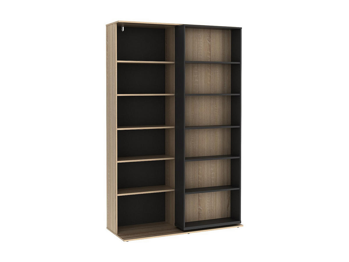BÜCHERREGAL - 116.6 cm x 46 cm - holz - anthrazitgrau, naturfarben hell Prali - Anthrazit/Naturfarben, Holz (116.6/185/46cm) - Vente-Unique