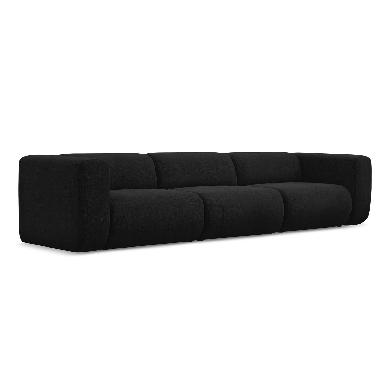 4-SITZER-SOFA Chenille Stoff Schwarz - Schwarz, Kunststoff/Textil (319/70/89cm) - LaMiaSofa