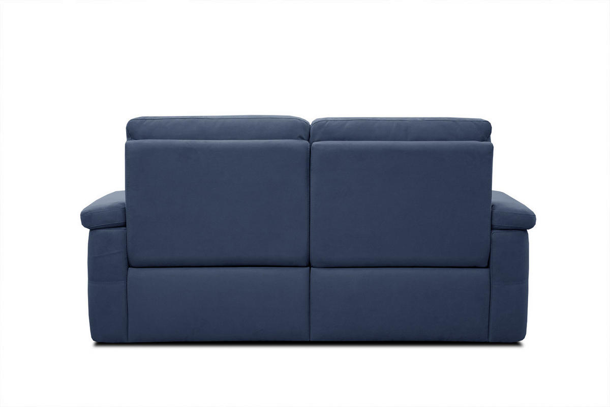 SOFA JONES 2-Sitzer mit 2 Relaxfunktionen, dunkelblau - Schwarz/Dunkelblau, Holz/Kunststoff (166/102/99cm) - Courtois Laville