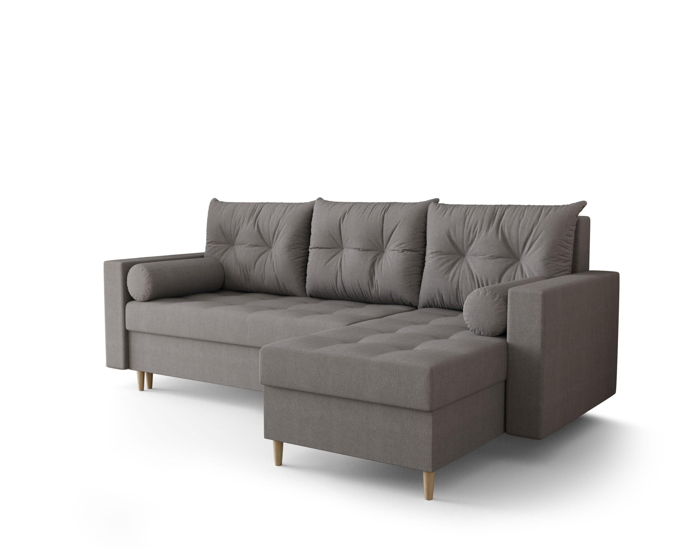 ECKSOFA SKANDI Cosmic 160 Rechts mit Schlaffunktion - Dunkelgrau, Textil (230/145cm) - Bedante