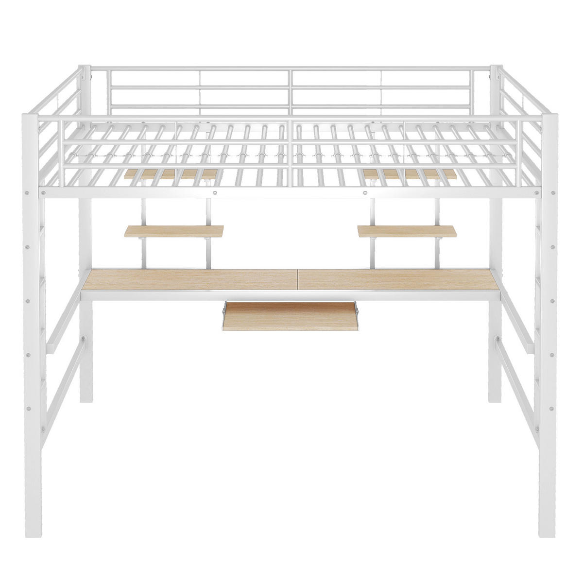 VISOKI krevet 140/200 cm s radnim stolom, dvije police i sigurnosnom ljestvama, Bijela - bijela, metal (140/200cm) - Redom