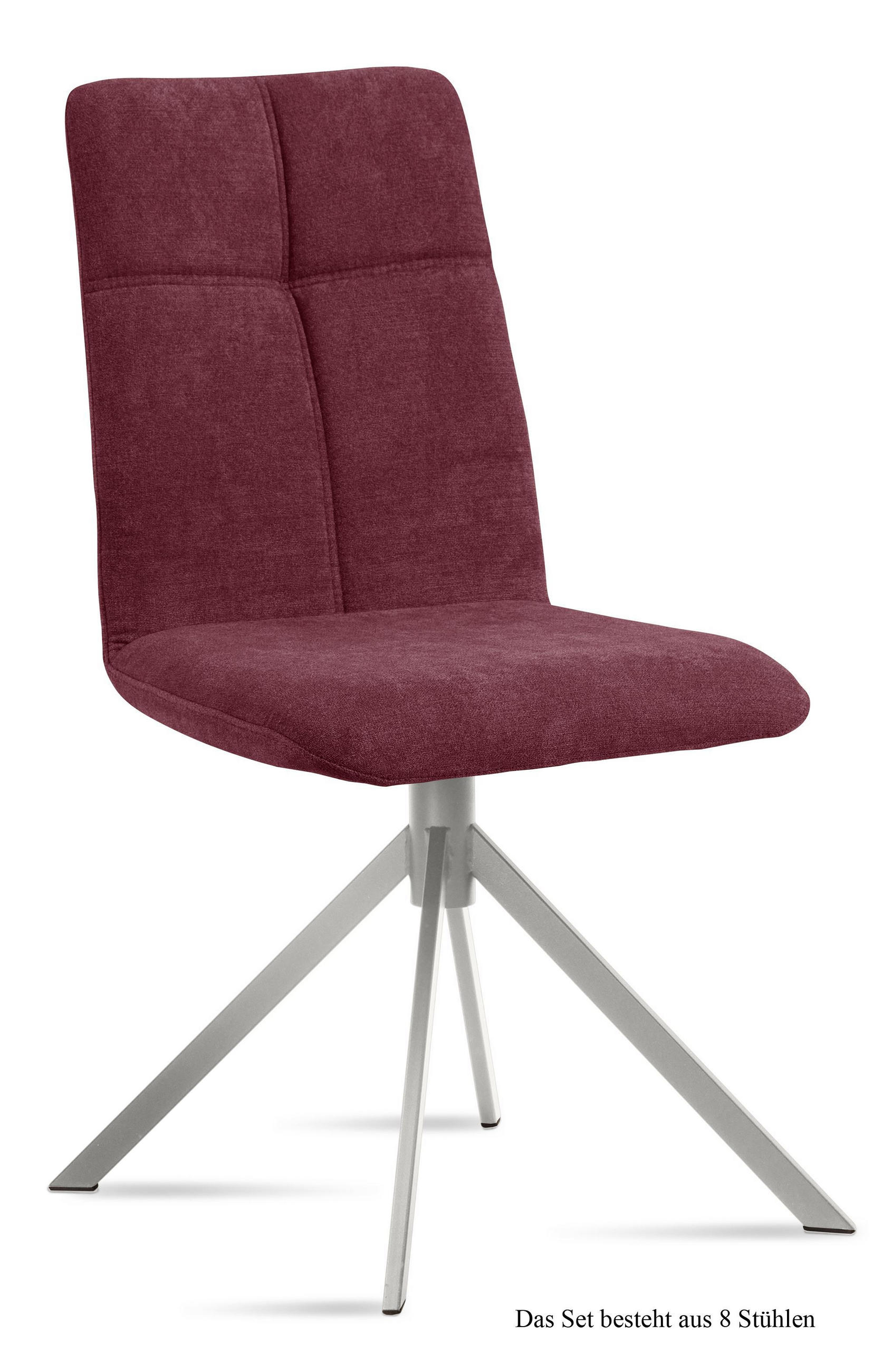 ESSZIMMERSTUHL (8er-Set) Dorine 47x92x60 Edelstahl/Marsala - Edelstahlfarben/Brombeere, Kunststoff (60/92/47cm) - 58aufmkessel