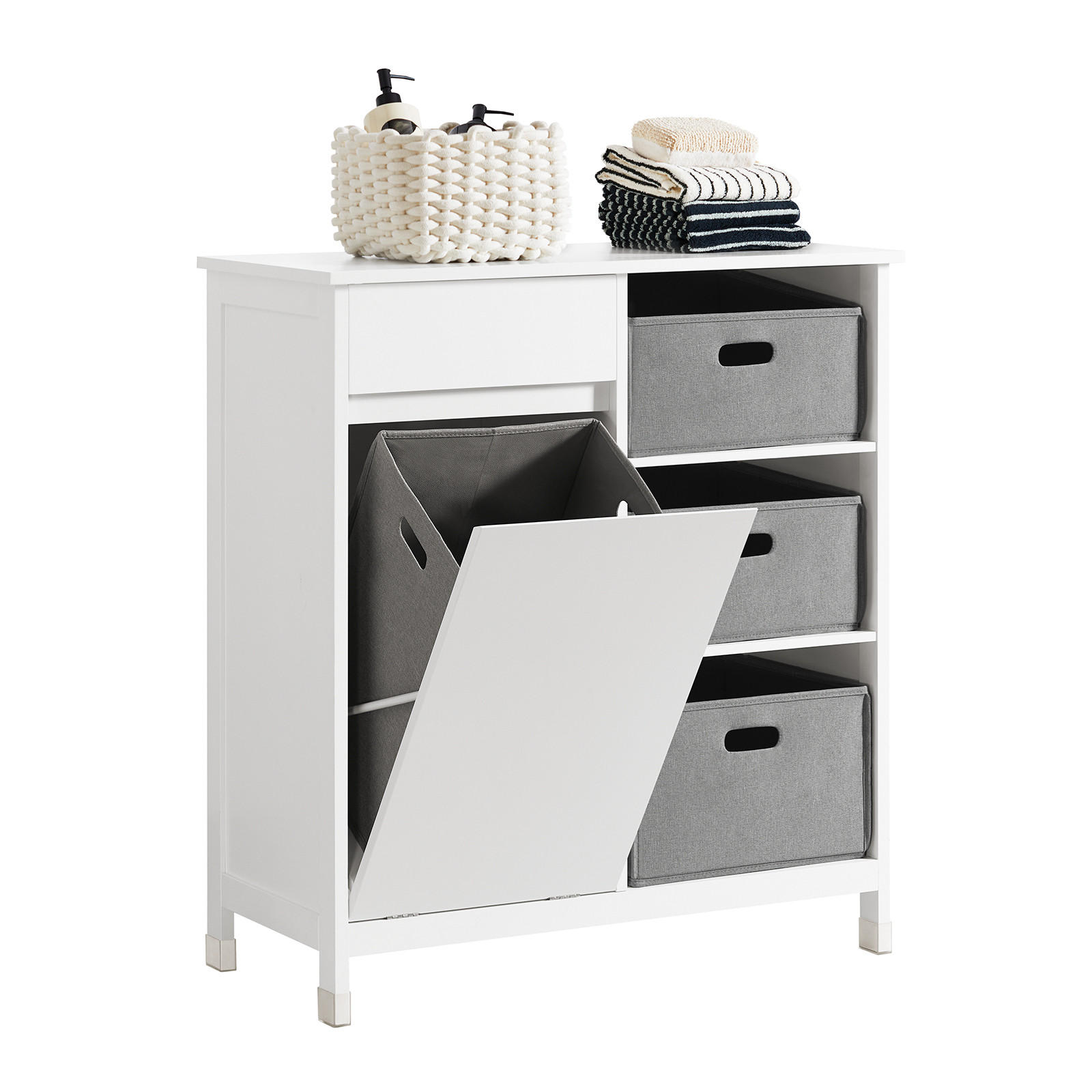 WÄSCHESCHRANK Weiß - Weiß, Holzwerkstoff (80/91/38cm) - SoBuy