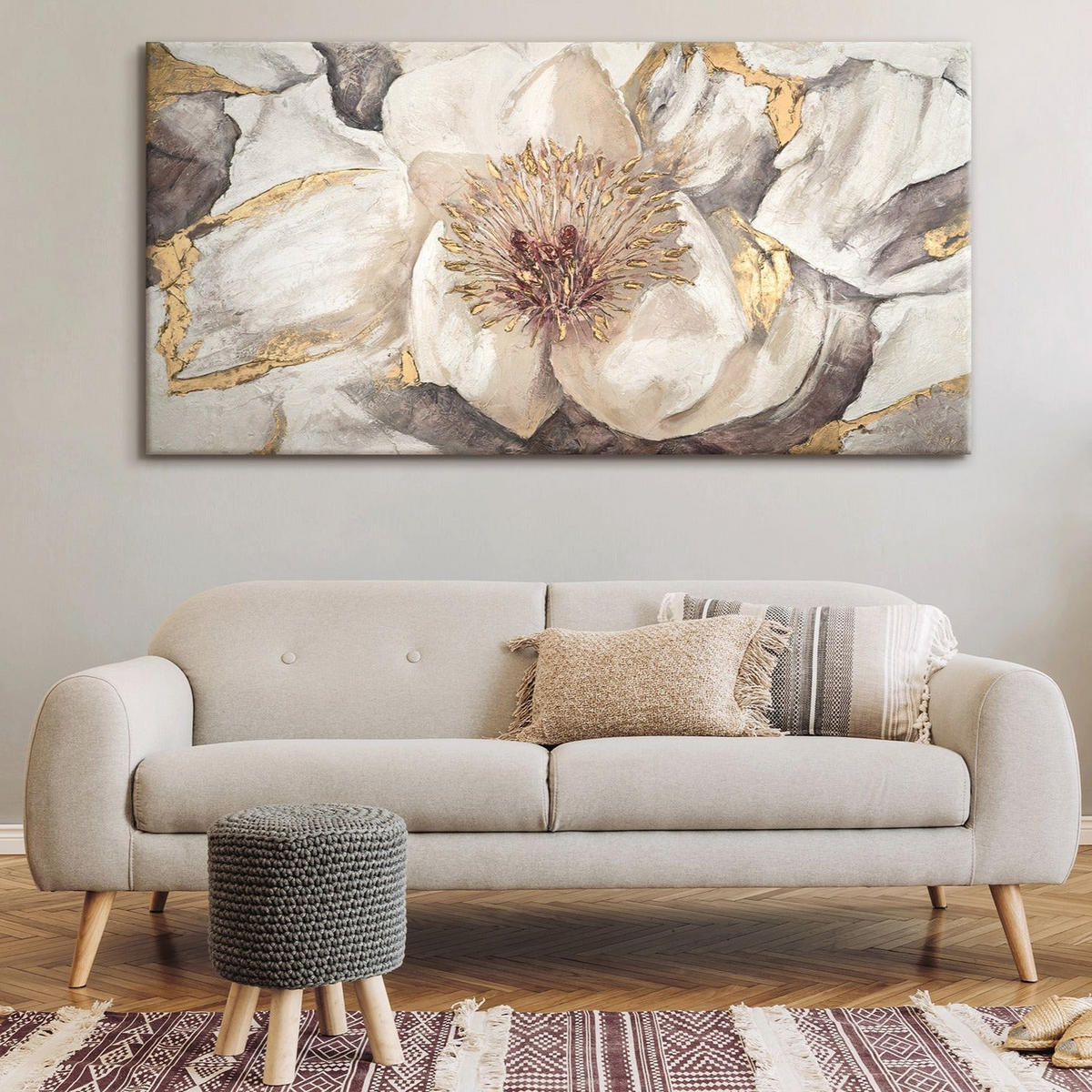 GEMÄLDE Malve auf Keilrahmen 200x100 cm - Braun, Holz (200/100cm) - YS-art gallery