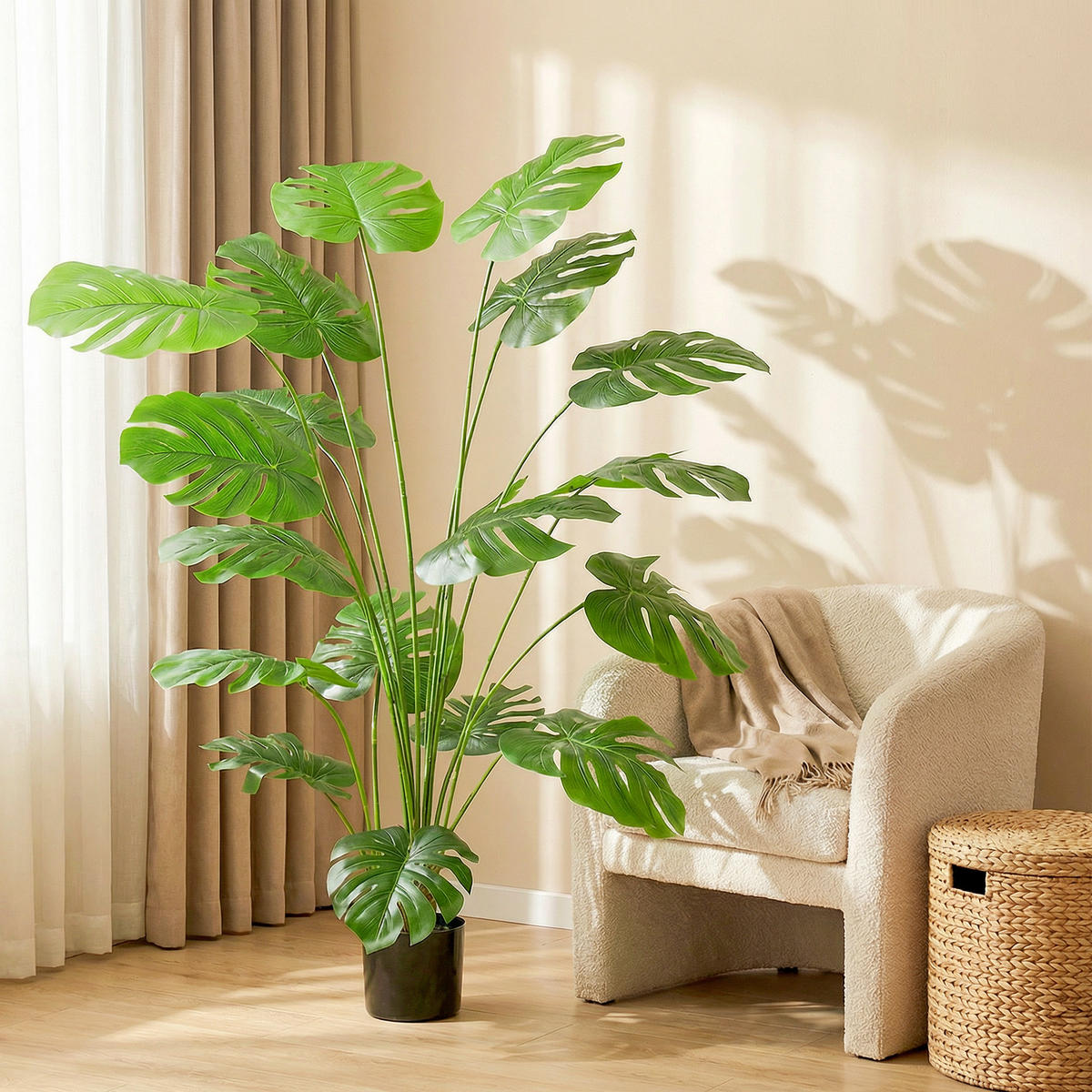 KUNSTPFLANZE DE-16649 150 cm, Monstera deliciosa Grün - Grün, Kunststoff (150cm) - ComfortXL
