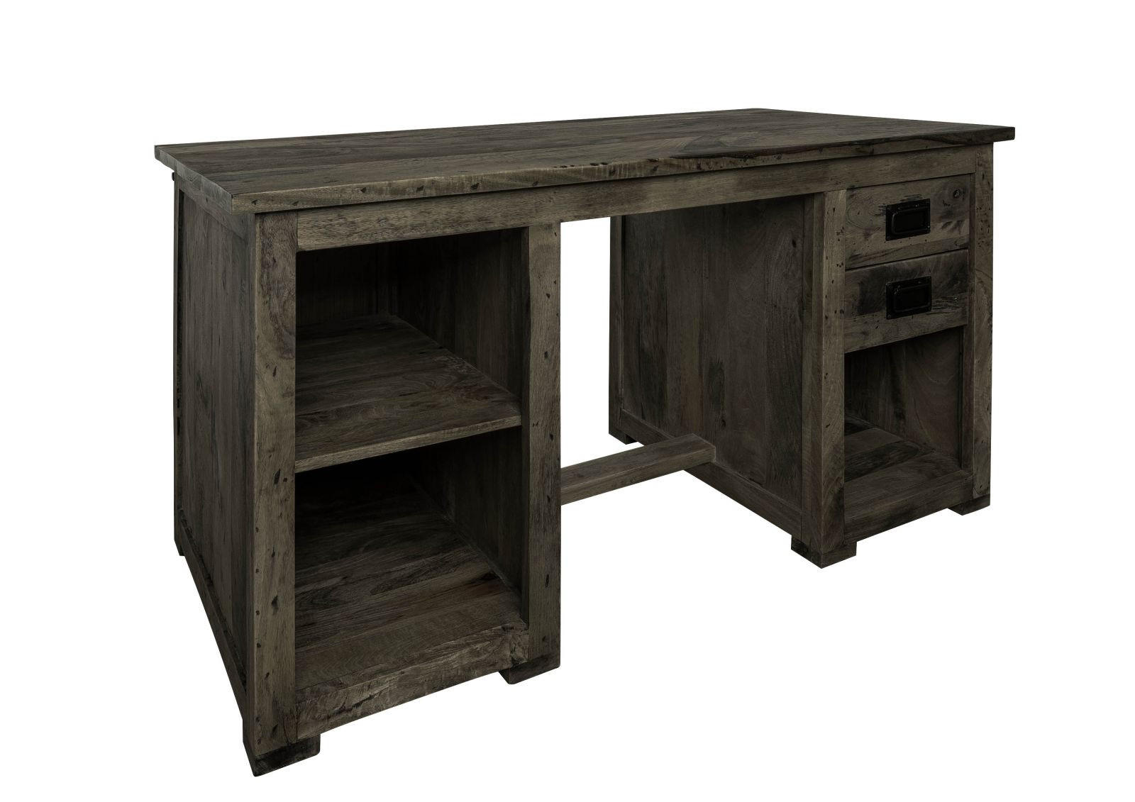 SCHREIBTISCH Mango 140x80x76 grau lackiert RAILWAY #261 - Grau, Holz (80/140/76cm) - Massivmoebel24