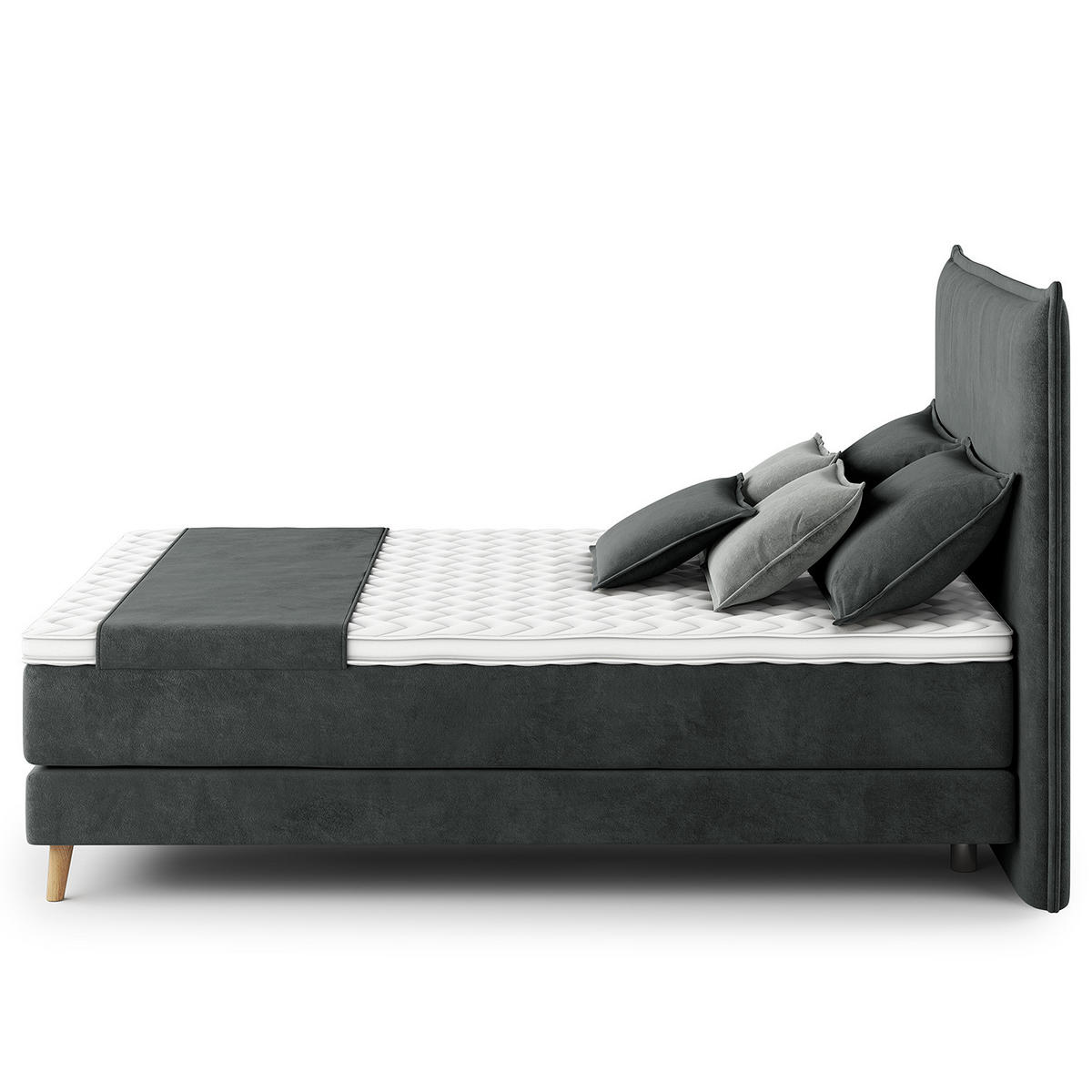BOXSPRINGBETT - Klassisch - Dunkelblau, Holz (140/200cm) - home24