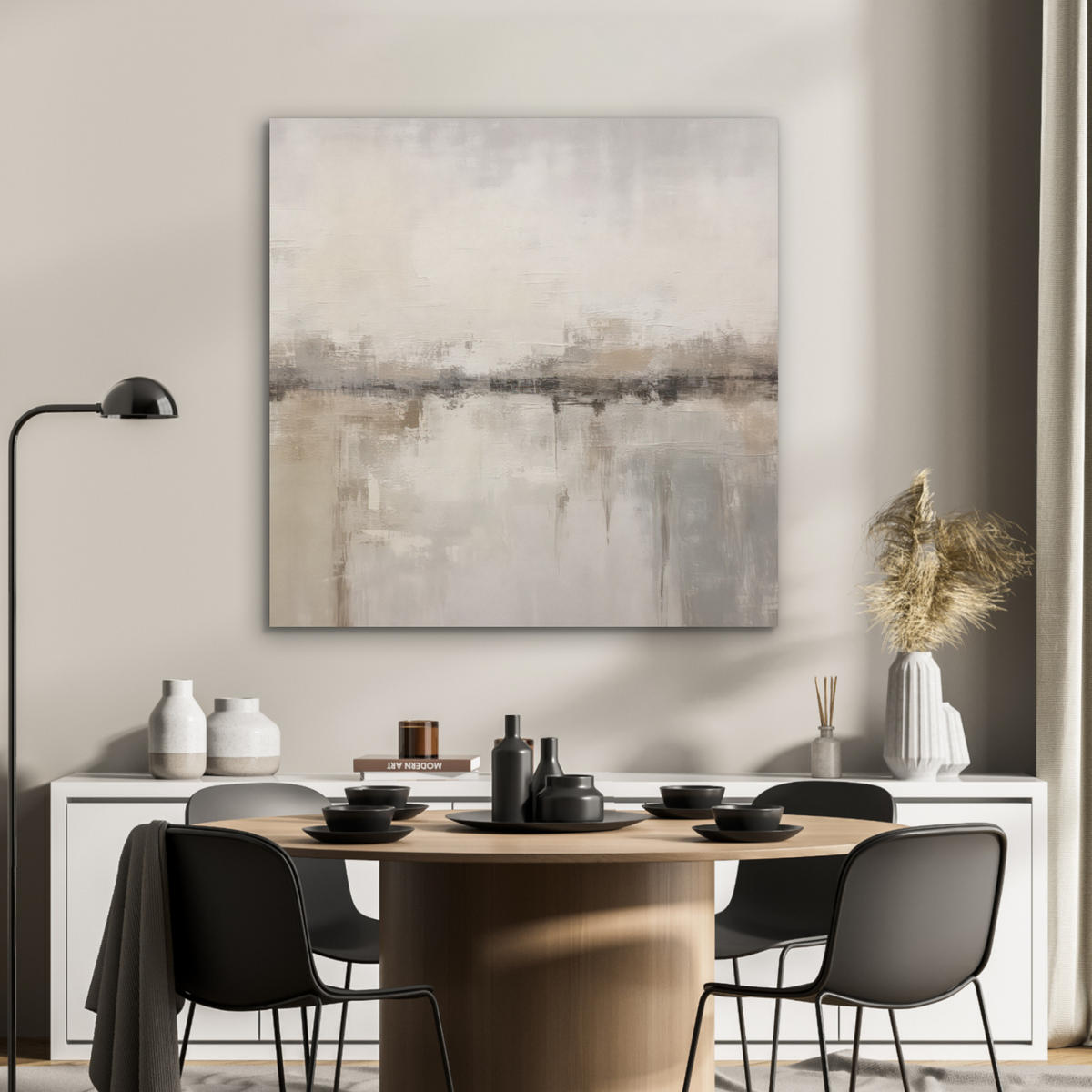 AKUSTIKPANEEL Moderne Kunst - Abstrakt - Beige 90x90 cm - Beige, Textil (90/0.9/90cm) - MuchoWow
