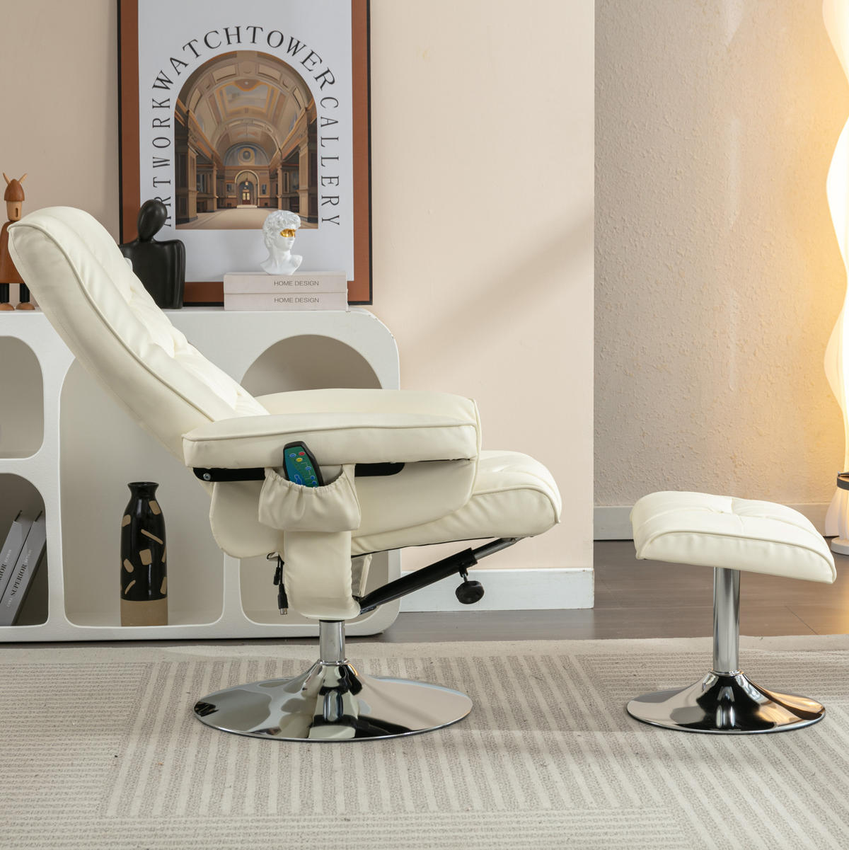 MASSAGESESSEL bis 120 kg mit Heizfunktion und 5-Punkt-Massage, 79 x 79 x 106 cm - Beige, Kunststoff (79/106/79cm) - BEAOK