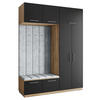 GARDEROBENSCHRANK REMA 180/240/60 cm Modern Eiche Wotan - Eiche Wotan/Hellgrau, Holzwerkstoff (180/240/60cm) - MASSENO
