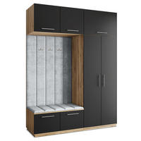 GARDEROBENSCHRANK REMA 180/240/60 cm Modern Eiche Wotan - Eiche Wotan/Schwarz, Holzwerkstoff (180/240/60cm) - MASSENO