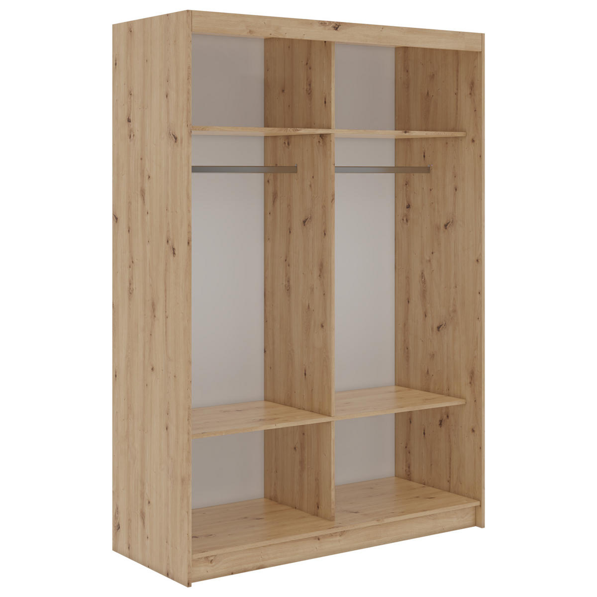 SCHWEBETÜRENSCHRANK 150 - VERONA - Eiche Artisan mit Spiegel - Alufarben/Eiche Artisan, Holzwerkstoff/Metall (150/216/61cm) - MKS