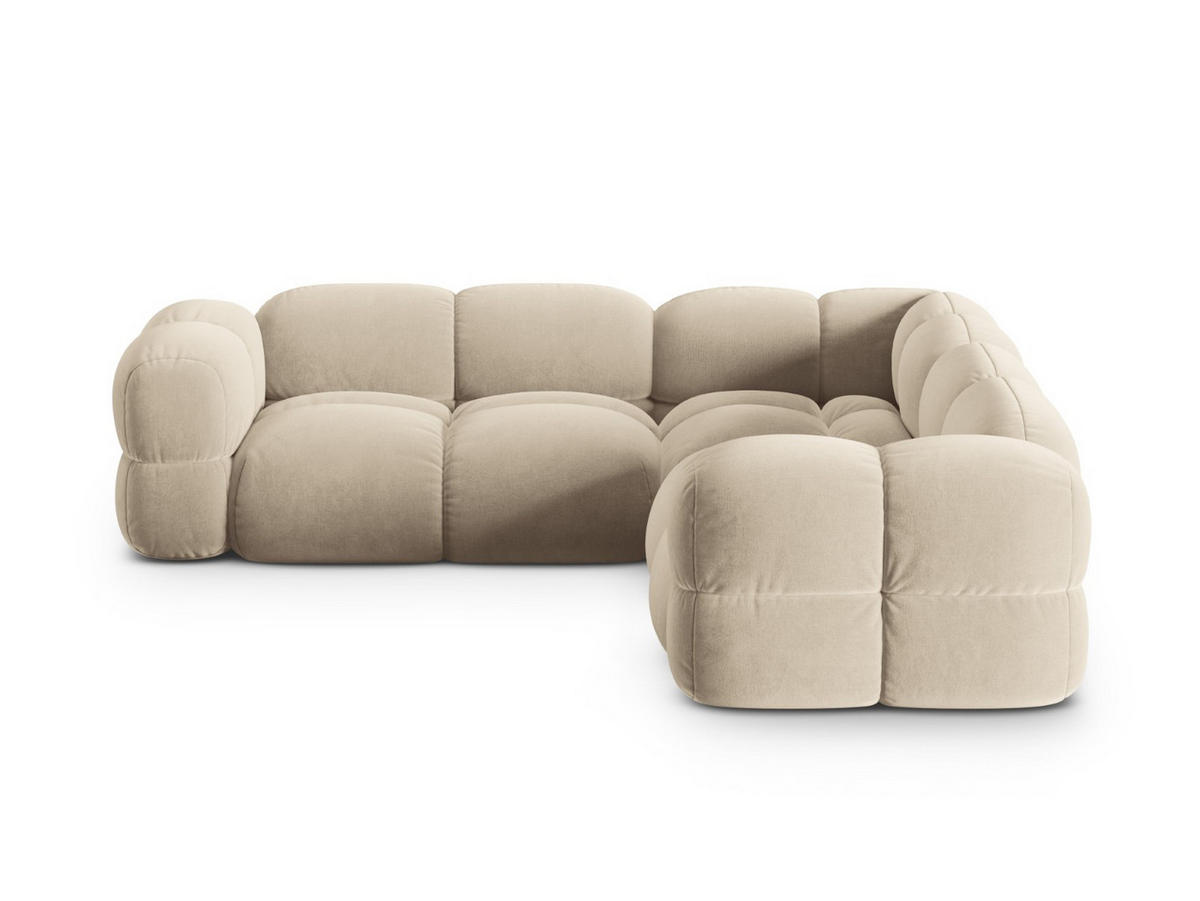 ECKSOFA Loretto aus Samt leichtes beige 4 Sitzplätze - Creme, Textil (250/250cm) - Cosmopolitan Design