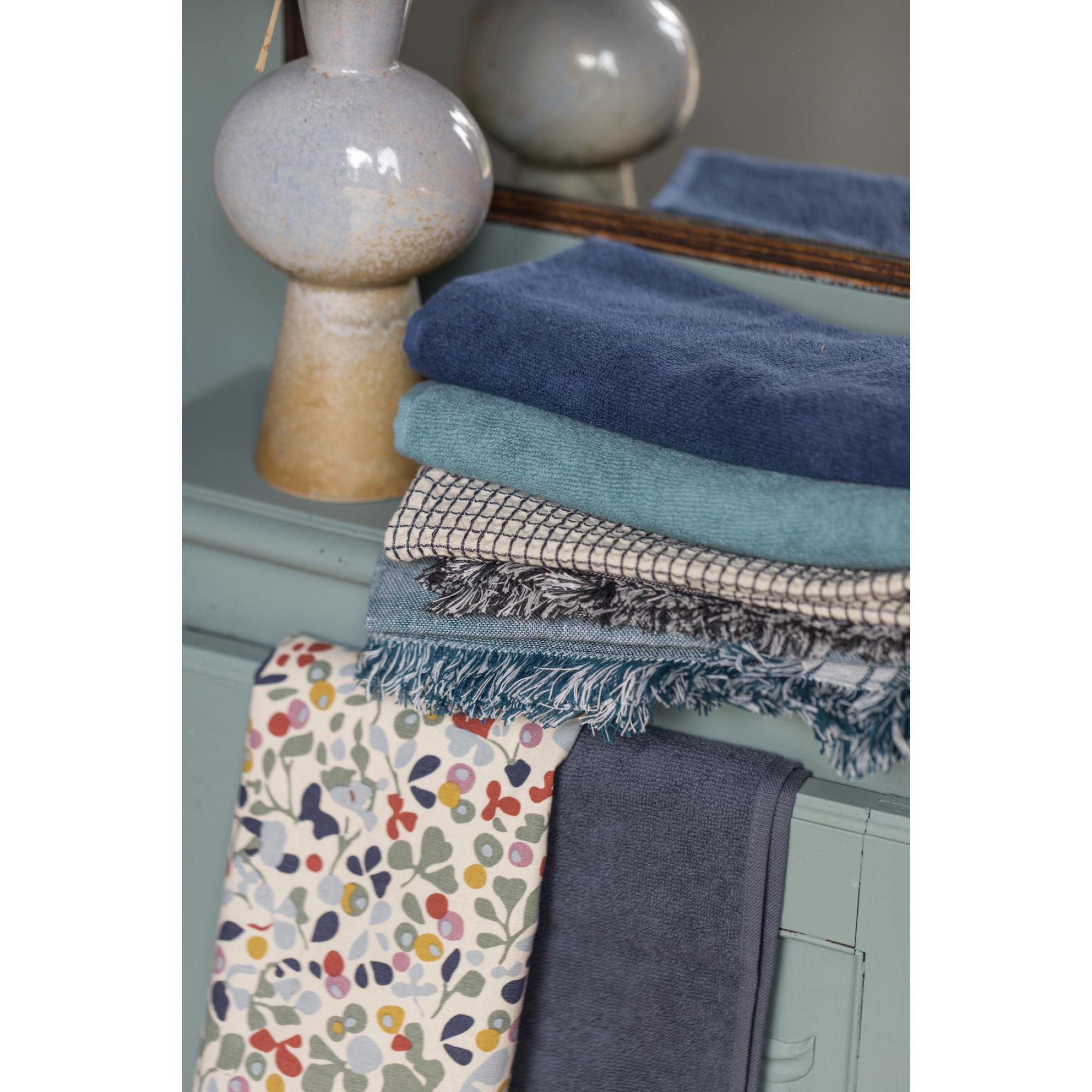 HANDTUCH MIT ÖSE Curl tintenblau 50 x 50 cm - Dunkelblau, Textil (50/50cm) - Winkler