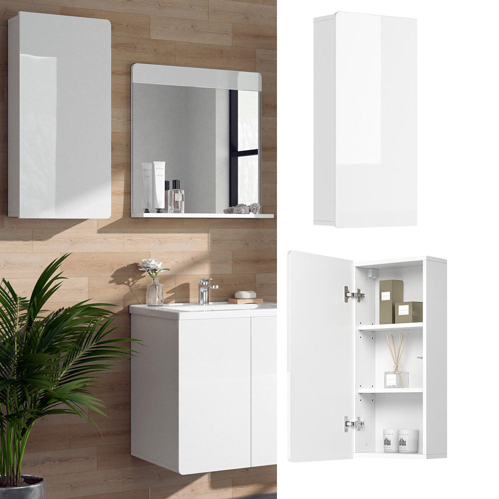 BADSCHRANK Izan Weiß 36.6 x 76.6 cm - Weiß, Holzwerkstoff (36.6/76.6/15.6cm) - Vicco