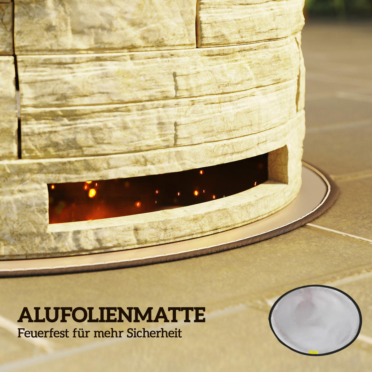 FEUERSCHALE, Edelstahl, Gelb - Gelb, Metall (52/39/52cm) - Outsunny