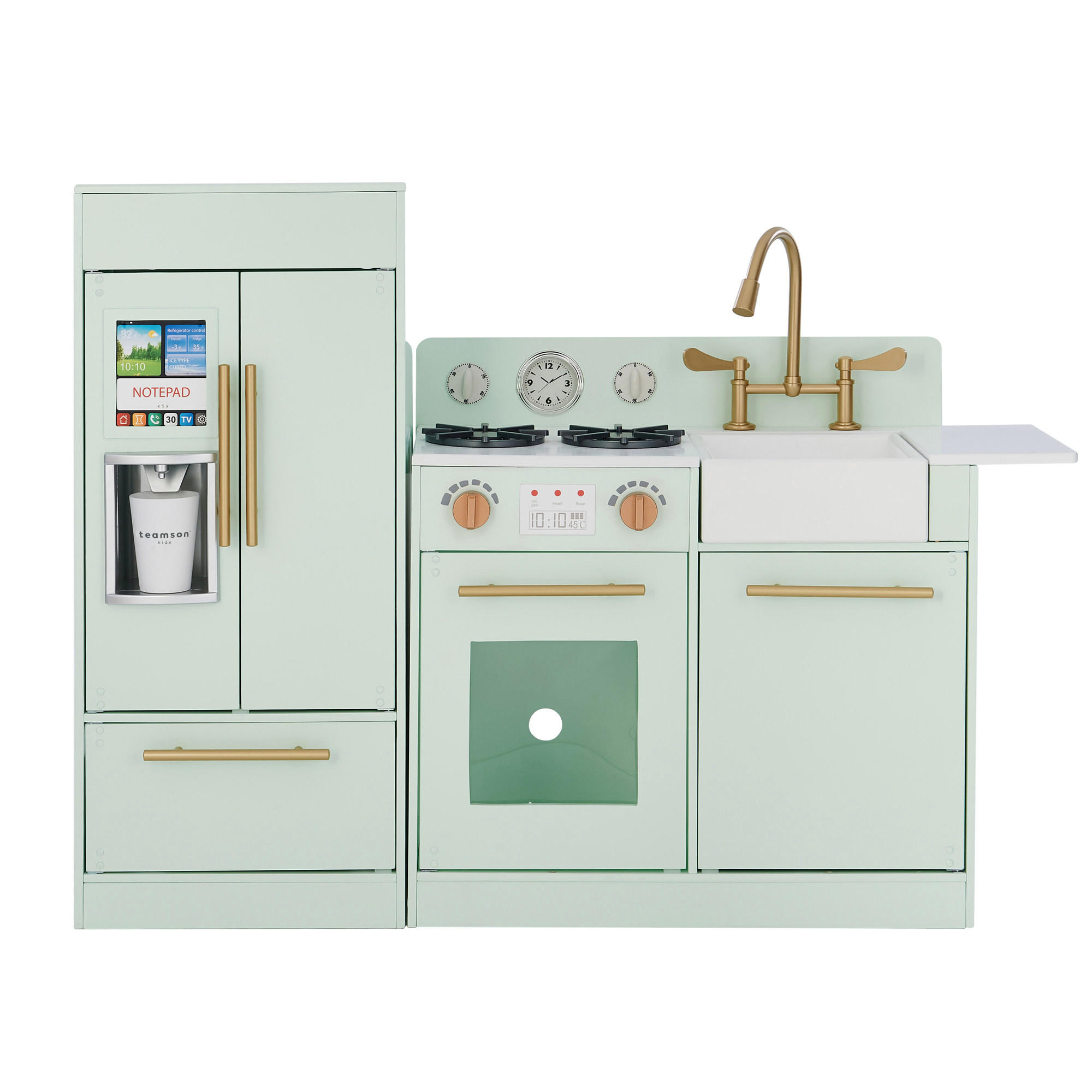KINDERKÜCHE aus Holz, Mintgold, 81 cm - Grün, Holz (105.7/30/81cm) - Teamson Kids