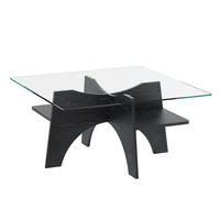 COUCHTISCH 80/80/40 cm mit Ablagefach und Sicherheitsglasplatte, MDF in schwarzer Holzoptik/Transparent - Schwarz, Holzwerkstoff (80/80/40cm) - Redom