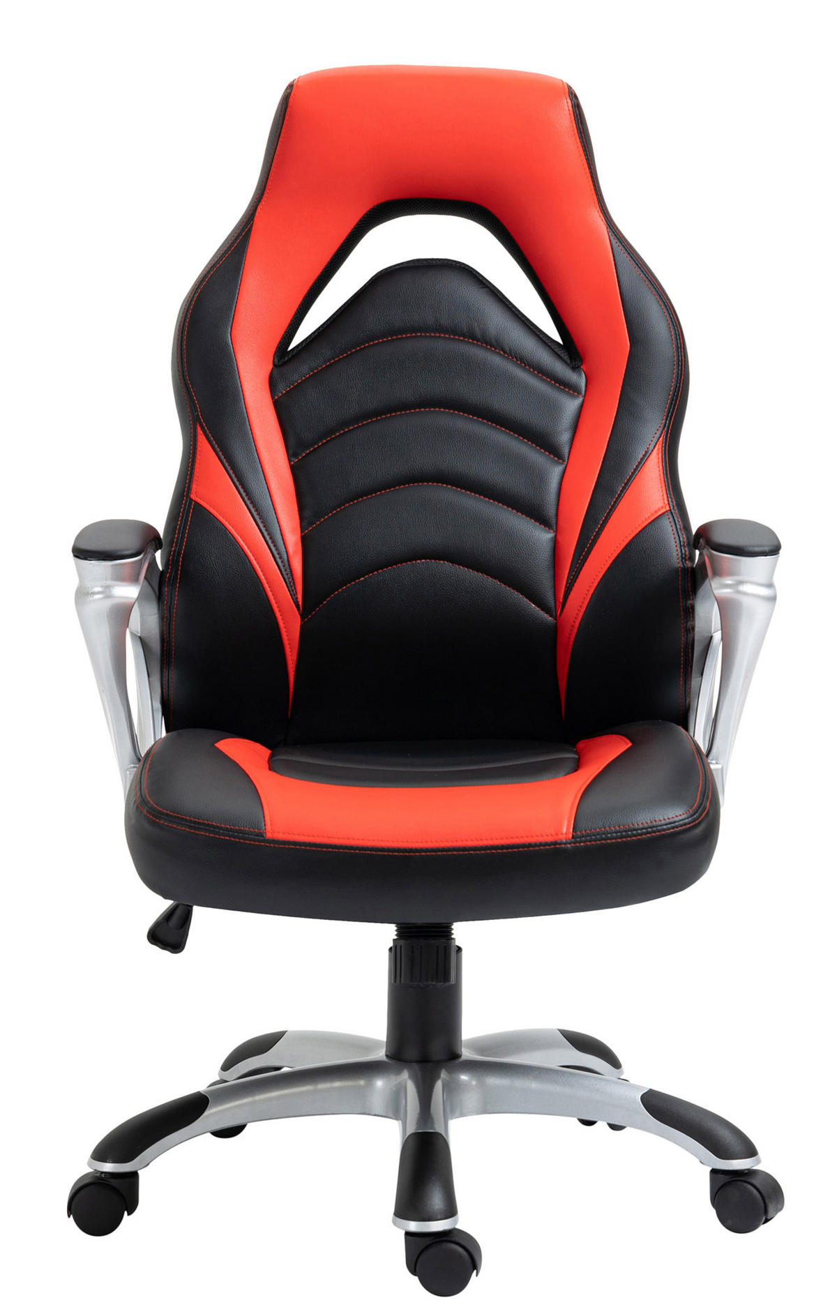 BÜROSTUHL Ikaron Kunstleder schwarz/rot - Rot/Schwarz, Kunststoff/Metall (65/117/72cm) - TPFLiving