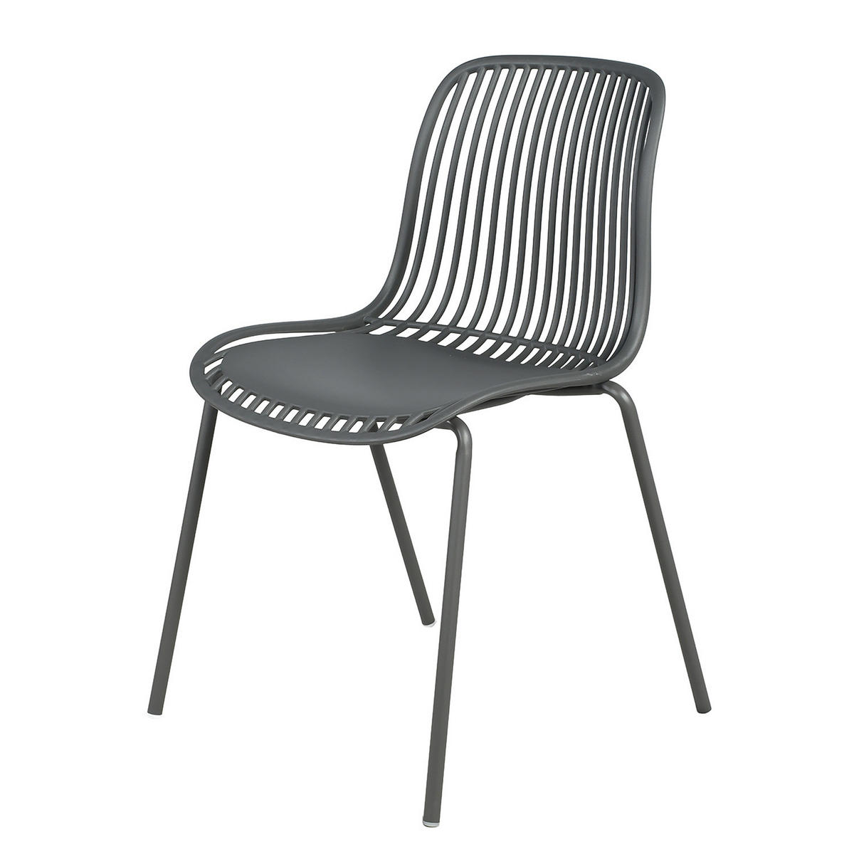 GARTENSTUHL - 4er-Set - Stahl / Polypropylen - Anthrazit, Kunststoff/Metall (51/82/54cm) - home24