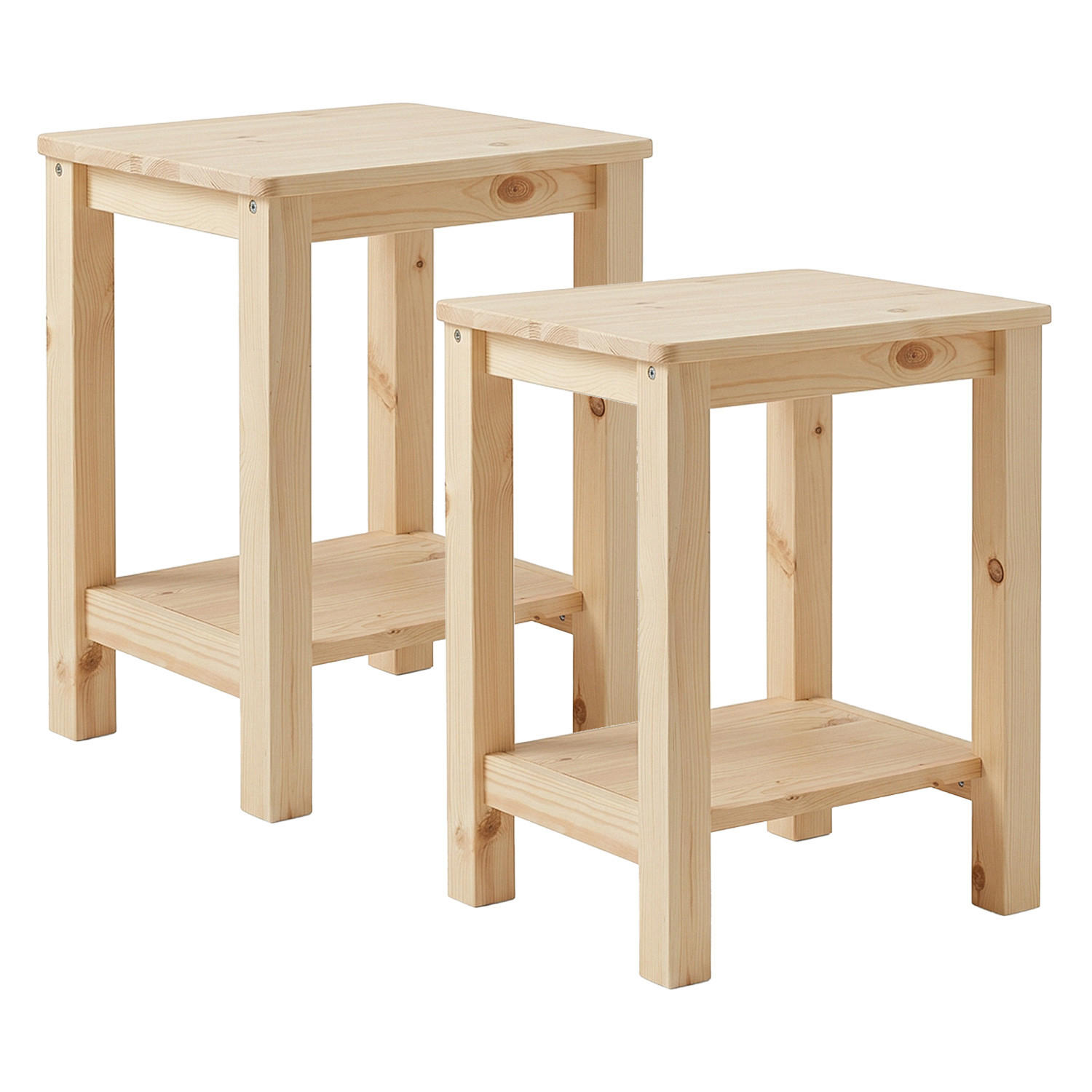 NACHTTISCH 2er Set Natur 47/38/32 cm - Braun, Holz (30/47/32cm) - Homestyle4u