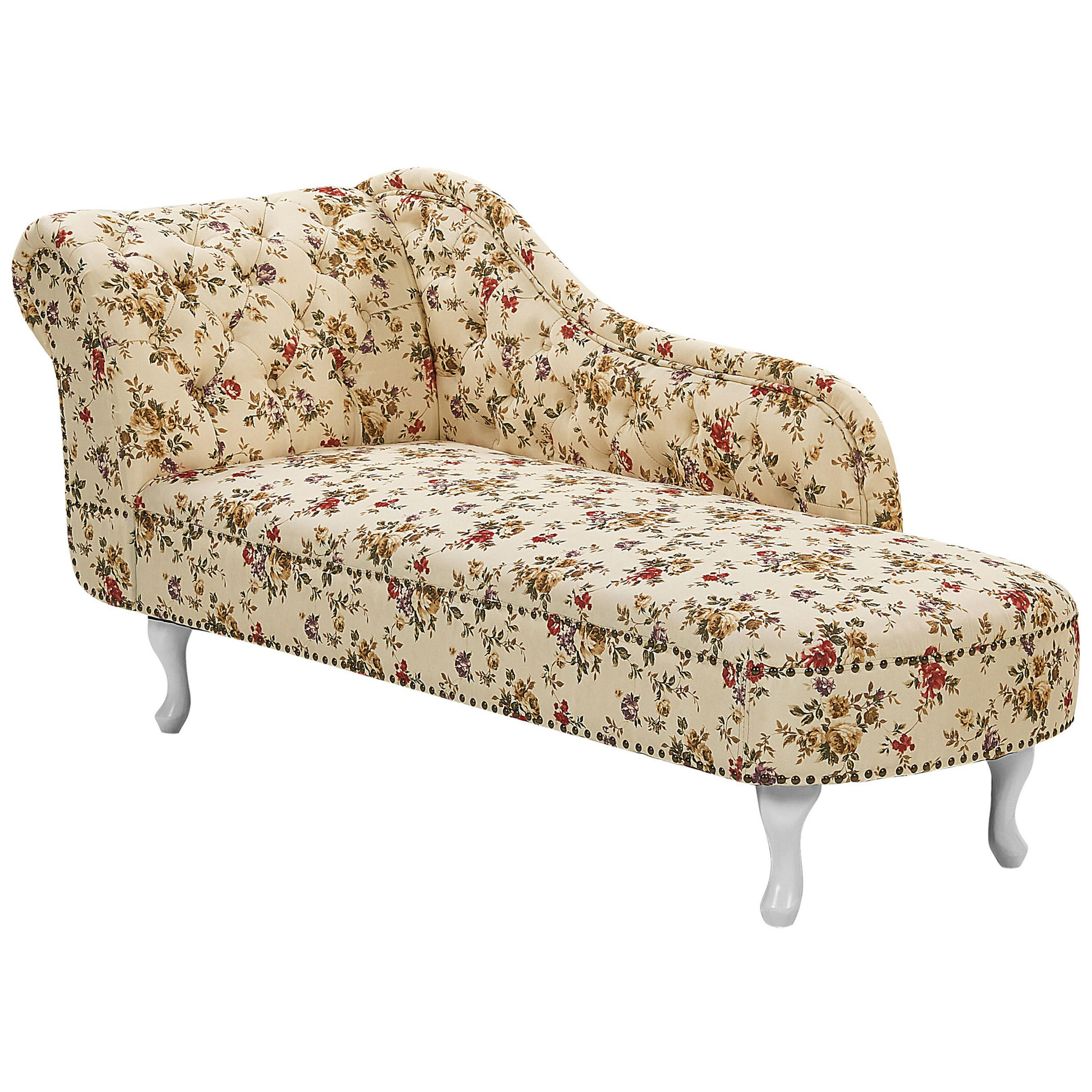 CHAISELONGUE Polsterbezug beige Blumenmuster linksseitig Nimes - Beige/Multicolor, Textil (170/79/61cm) - Beliani