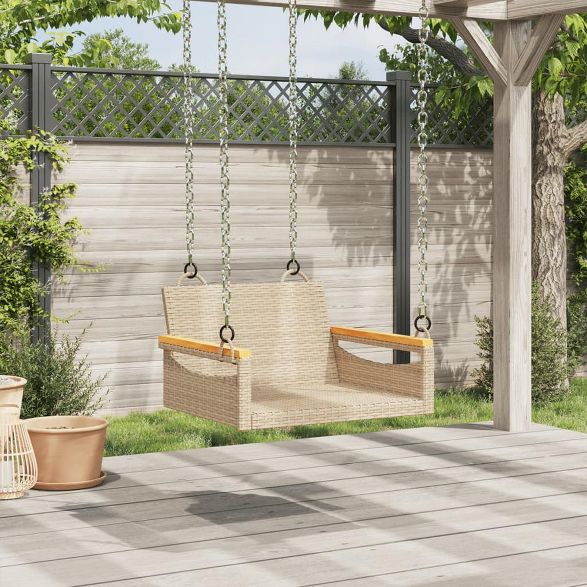 HÄNGESESSEL Beige 63x62x40 cm Poly Rattan - Beige, Kunststoff (63/40/62cm) - furnicato