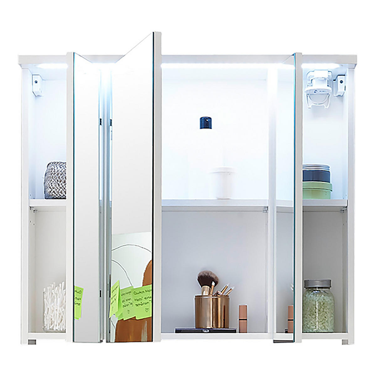 SPIEGELSCHRANK - inkl. Beleuchtung - Weiß, Holzwerkstoff (80/69/20cm) - home24