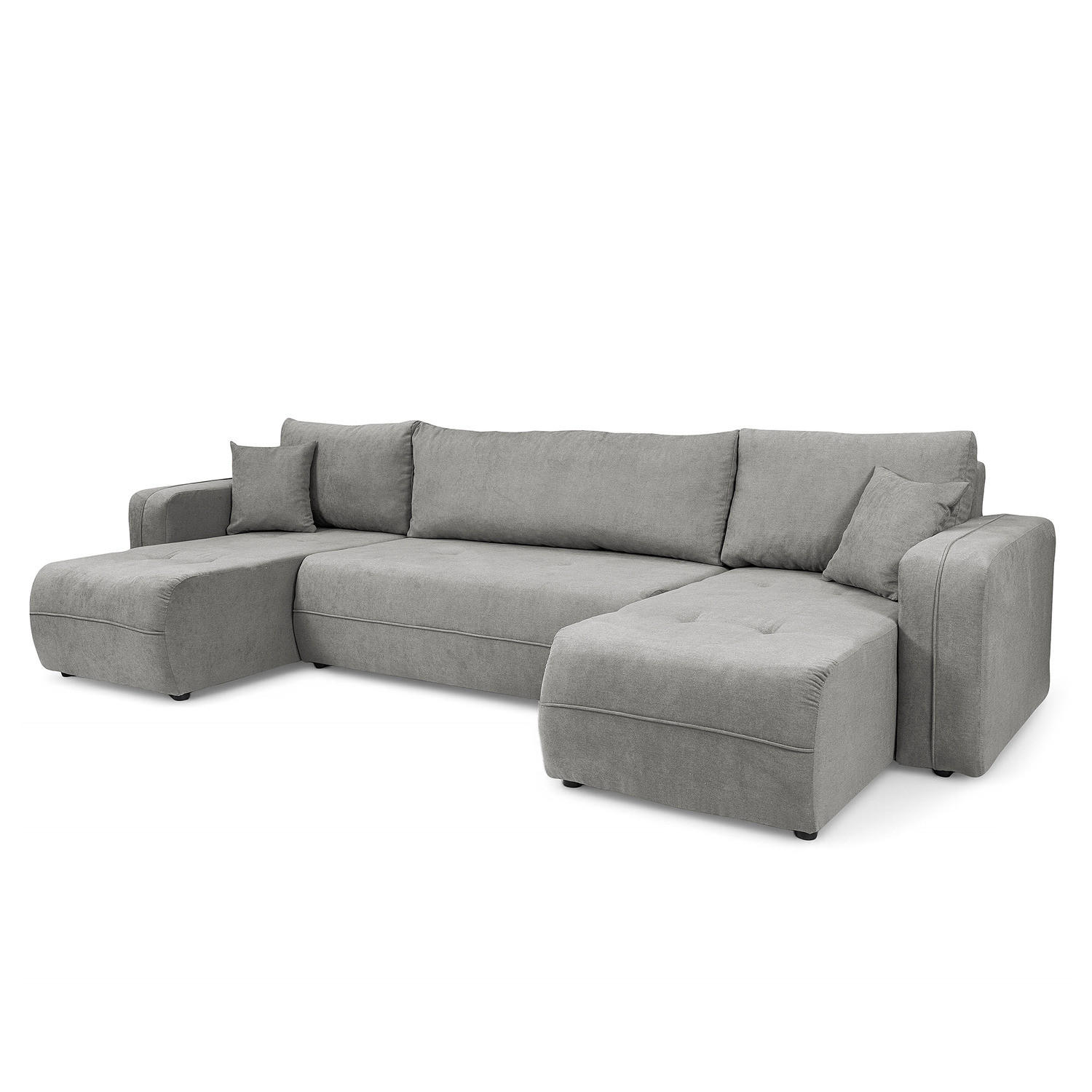 WOHNLANDSCHAFT - Schwarz/Grau, Kunststoff/Textil (312/82/145cm) - home24