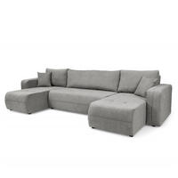 WOHNLANDSCHAFT - Schwarz/Grau, Kunststoff/Textil (312/82/145cm) - home24