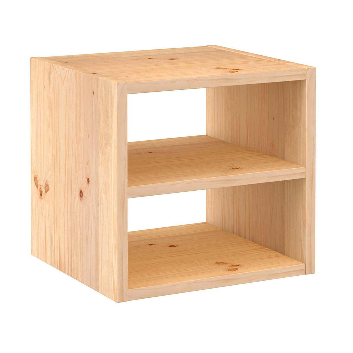 WÜRFELREGAL aus massiver Kiefer mit einem Zwischenboden - L36,2 x H36,2 cm. - Apfelbaumfarben, Holz (36.2/36.2/36.2cm) - Calicosy